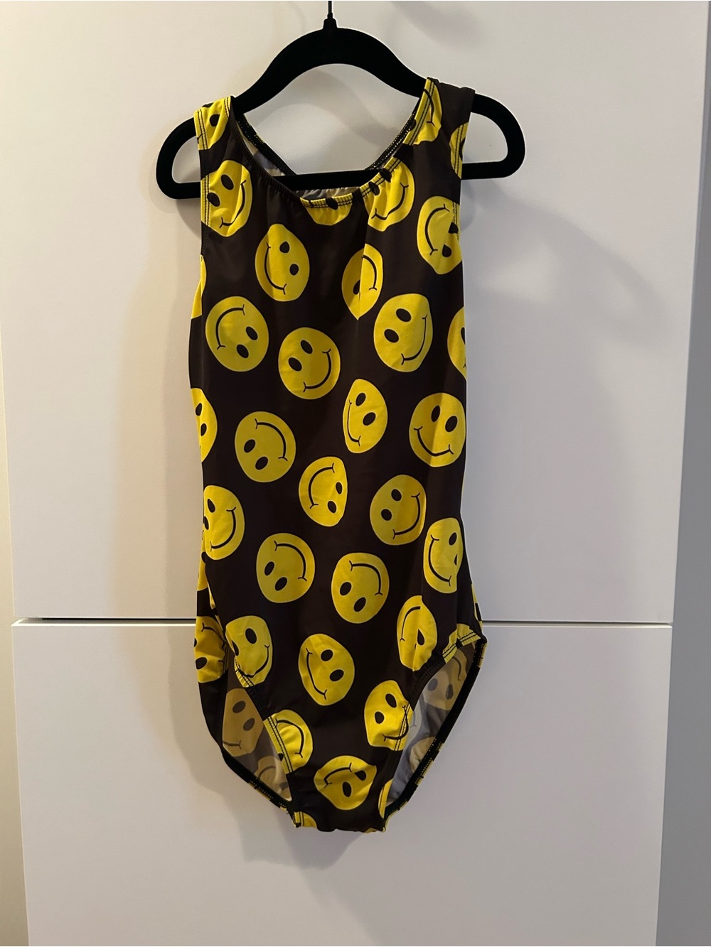 Balera Smiley Face Dance or Gymnastics Leotard in Yellow on Black - SA